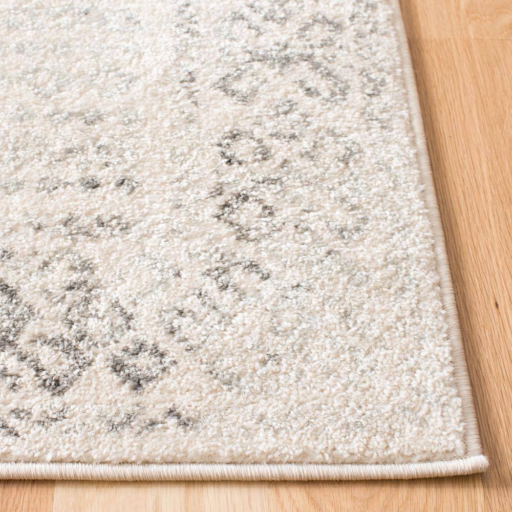 Ivory and Grey Hand-knotted Square Synthetic Rug, 5' x 5'