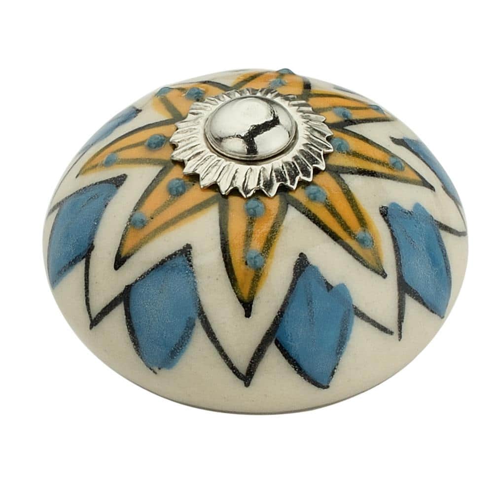 Hand-Painted Multicolor Ceramic Round Cabinet Knobs Pack of 10