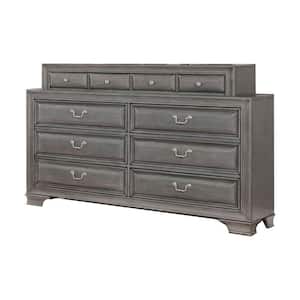 66.75 in. Gray 10-Drawer Wooden Dresser Without Mirror