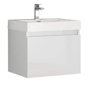 Nano 24 in. Bath Vanity in White with Acrylic Vanity Top in White with White Basin