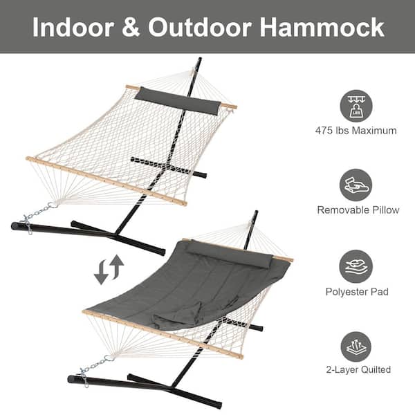 Zupapa Quick Dry Hammock With Stand 450lbs Capacity, 12 Feet Hammock Stand With