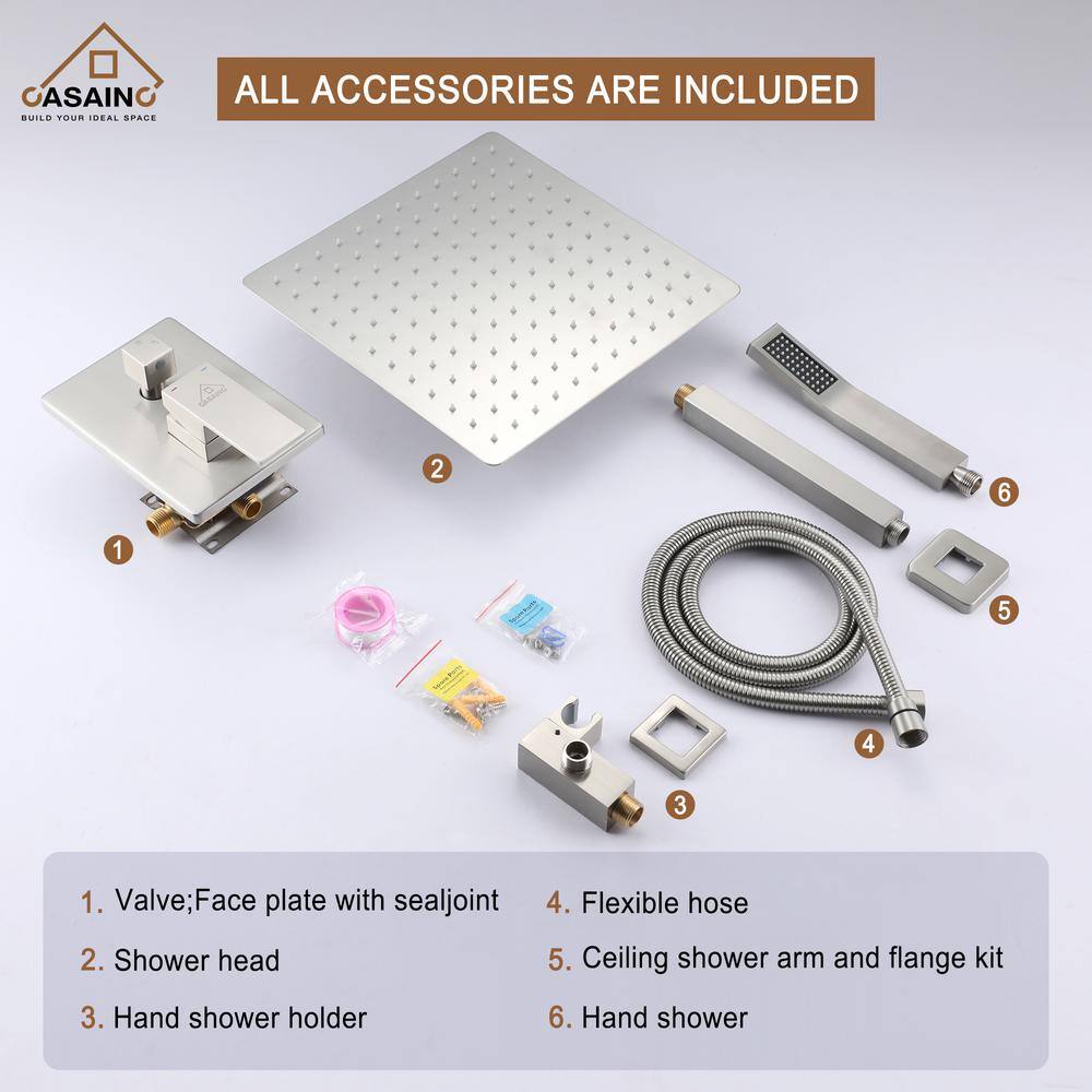 12'' Matte Black Nickel Rain Shower System with Handheld