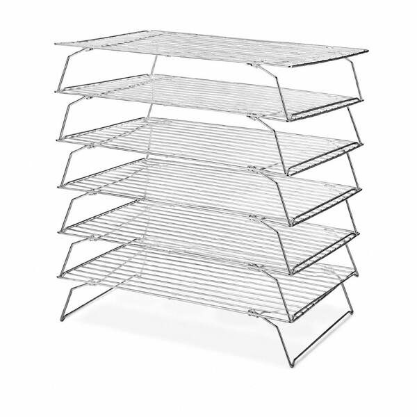 6-Tier Stackable Foldable Cooling Rack for Baking, Low Carbon Steel Wire, 15.7 in. x 9.85 in., Silver