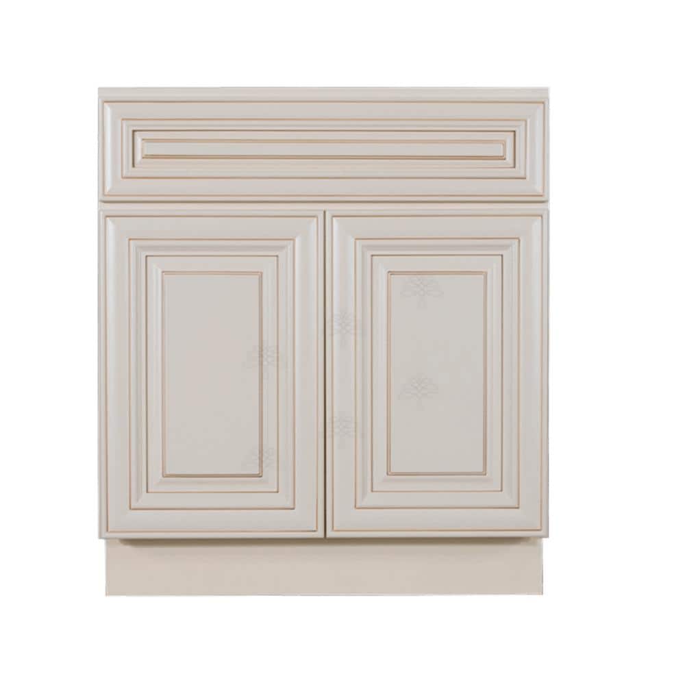 Princeton Assembled 24 in. W x 21 in. D x 33 in. H Bath Vanity Cabinet with 2-Doors Creamy White Glazed price history on PriceWatchPro