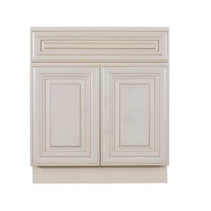 Princeton Assembled 24 in. W x 21 in. D x 33 in. H Bath Vanity Cabinet with 2-Doors Creamy White Glazed