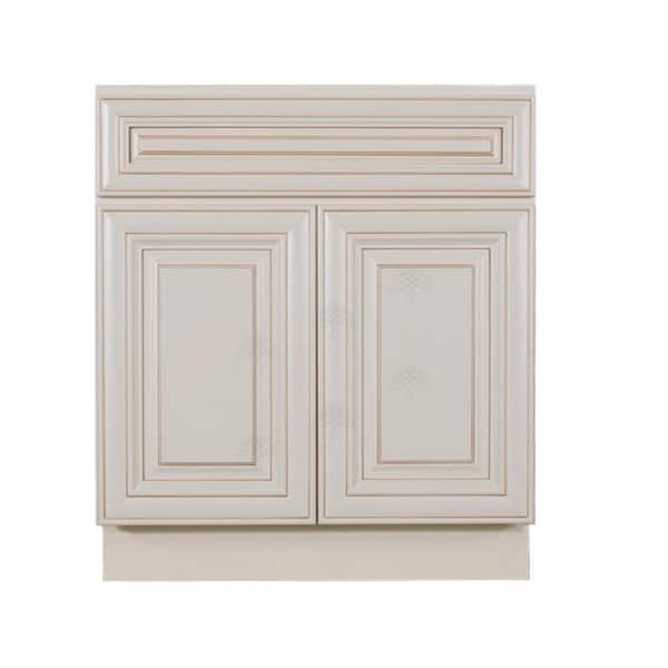 LIFEART CABINETRY Princeton Assembled 30 in. W x 21 in. D x 33 in. H Vanity with 2-Doors Creamy White Glazed
