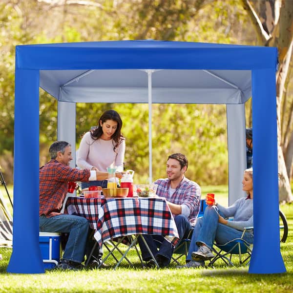 FORCLOVER 6.6 ft. x 6.6 ft. Blue Beach Canopy Tent with Detachable Sidewall and Folding Table HYM-11207NY FORCLOVER 6.6 ft. x 6.6 ft. Blue Beach Canopy Tent with Detachable Sidewall and Folding Table HYM-11207NY