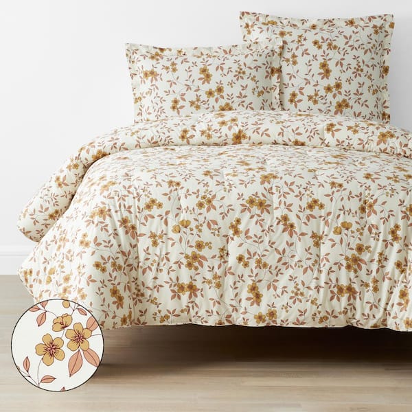 The Company Store Company Cotton Remi Ditsy Floral Rust Queen Cotton Percale Comforter