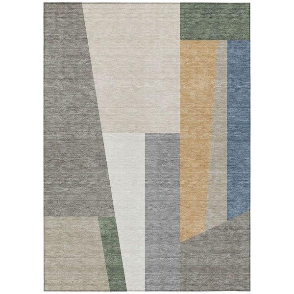Chantille Machine Washable Indoor/Outdoor Abstract ACN2446 Taupe 5 ft. x 7 ft. 6 in. Area Rug