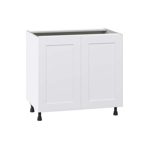 J COLLECTION Wallace Painted Warm White Shaker Assembled Base Kitchen Cabinet with Full Height Door 12 in. W x 34.5 in. H x 24 in. D