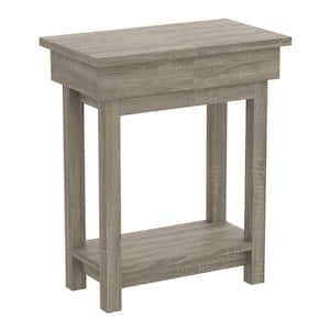 20 in. L Dark Taupe Open Top Drawer Accent Table