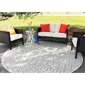 Serenity Solid Charcoal 6 ft. Round Indoor/Outdoor Area Rug