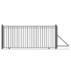 Madrid Style 16 ft. x 6 ft. Black Steel Single Slide Driveway with Gate Opener Fence Gate