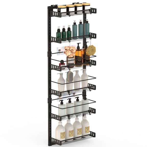 6-Tier Black Carbon Steel Over The Door Pantry Organizer, 110 lbs. Loading Easy Install for Closet, Kitchen, Bathroom