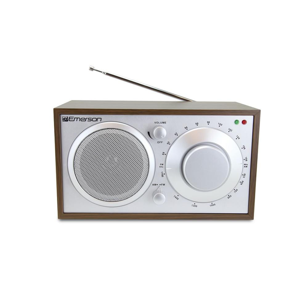 Emerson AM/FM Radio with Built-In Speaker and Telescopic Antenna, Brown (ER-7001)