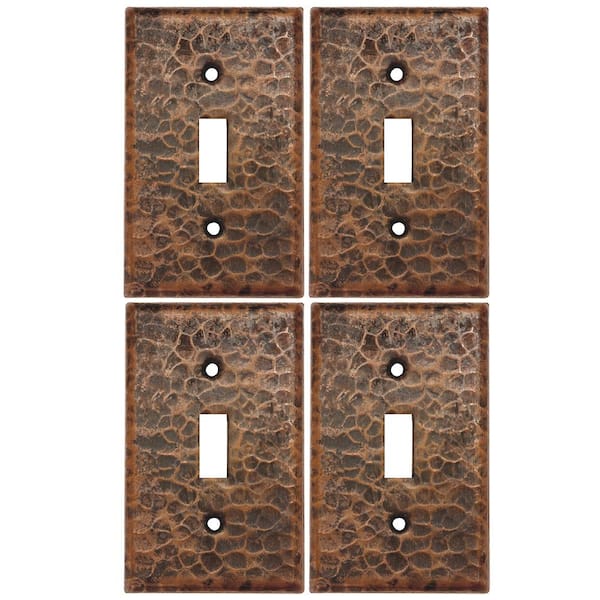 1 Gang Hammered Copper Single Toggle Switch Plate, Oil Rubbed Bronze (Quantity 4)