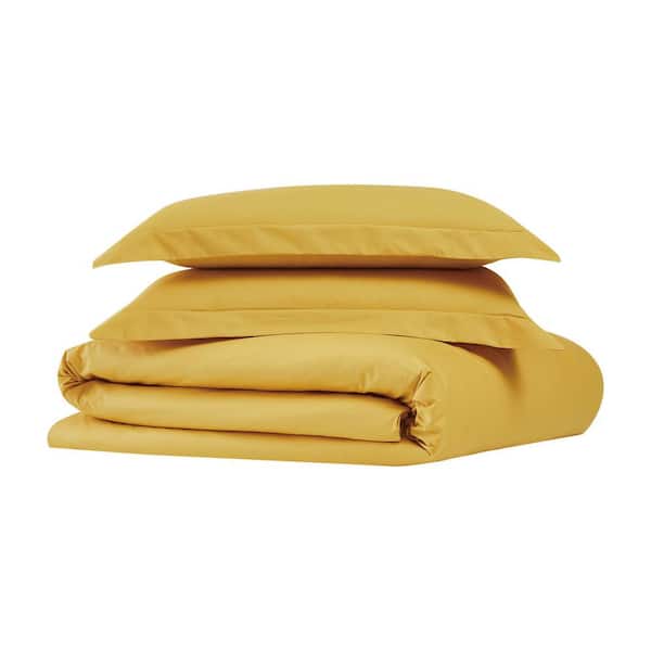 Brooklyn Loom Solid Cotton Percale 2, Yellow Twin Xl Duvet Cover