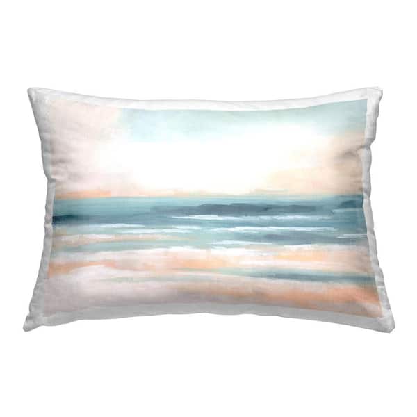 Stupell Industries Blush Beach Landscape Blue Print Polyester 14 in. x 20 in. Throw Pillow