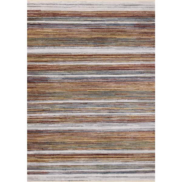 Blue 8 ft. x 10 ft. Woven Striped Rectangle Indoor Area Rug