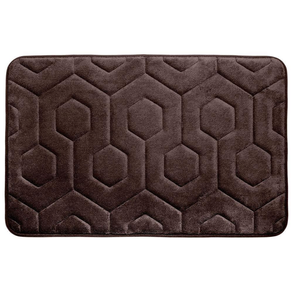 Hexagon Espresso 20 in. x 34 in. Memory Foam Bath Mat