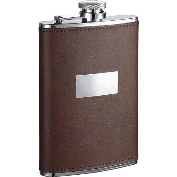 Visol Alcide Brown Leather Liquor Flask 8 oz.