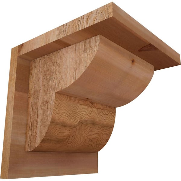 Ekena Millwork 8 in. x 8 in. x 8 in. Western Red Cedar Crestline Rough Sawn Corbel with Backplate