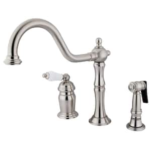 Heritage Single-Handle Standard Kitchen Faucet with Side Sprayer in Brushed Nickel