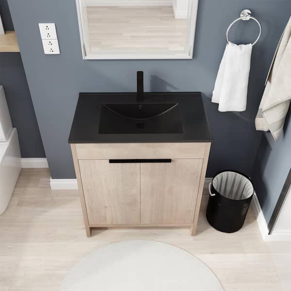 30'' Bathroom Vanity with Sink, Modern Bathroom Cabinet with Towel