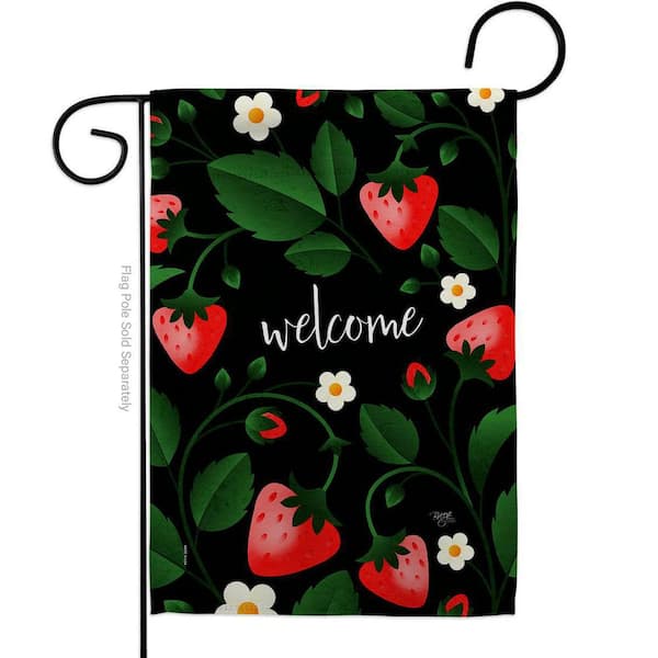 Breeze Decor 13 in. x 18.5 in. Welcome Strawberries Garden Flag Double-Sided Food Decorative Vertical Flags