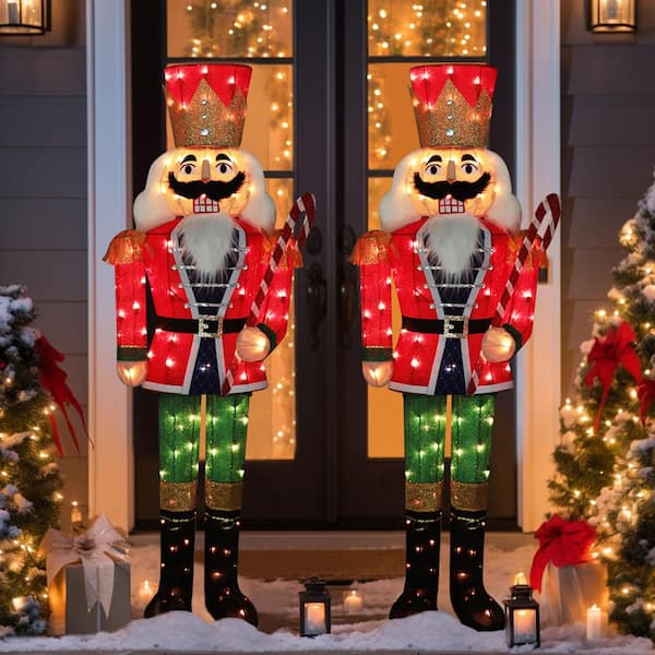 VEIKOUS 5 ft. 3D Warm White Light Nutcracker Christmas Holiday ...