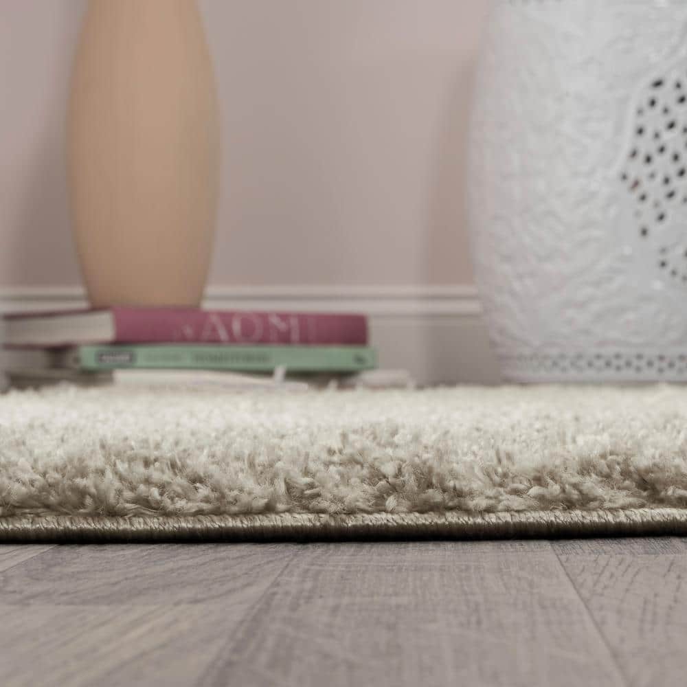 Gray and Ivory Geometric Dot Shag Runner Rug 2' x 8'