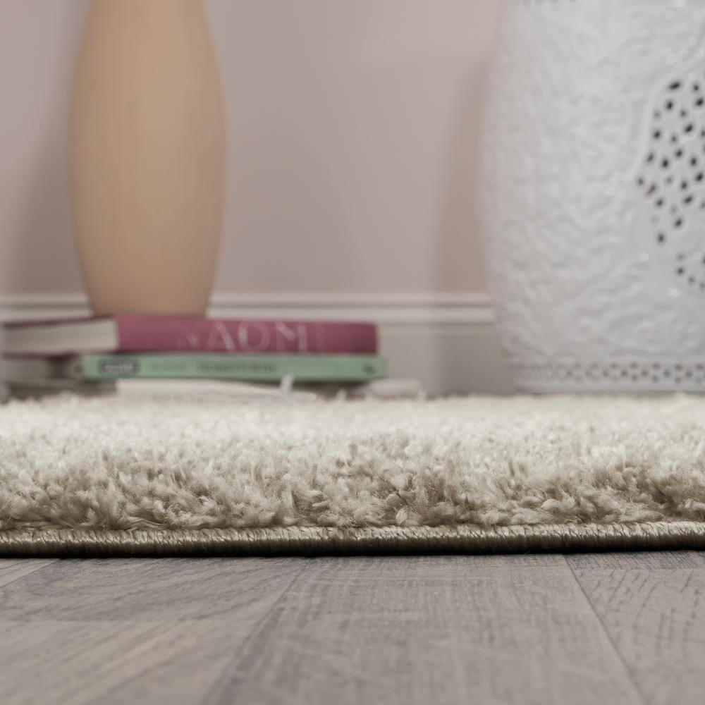 Ivory and Gray Geometric Dot Shag Area Rug