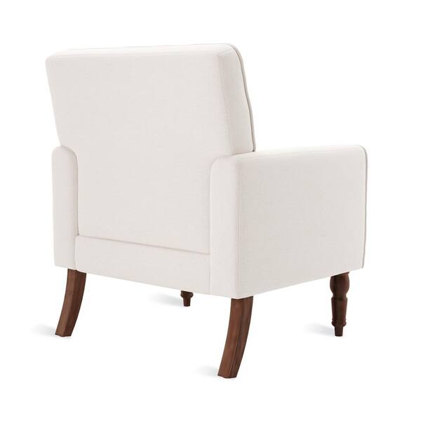 LUE BONA Klaus Wood Brown Legs Ivory white Accent Chairs with Nail