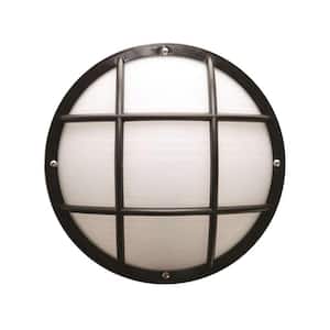 Bulkhead 1-Light Black 3000K ENERGY STAR LED Outdoor Wall Mount Sconce with Durable Frosted Polycarbonate Lens