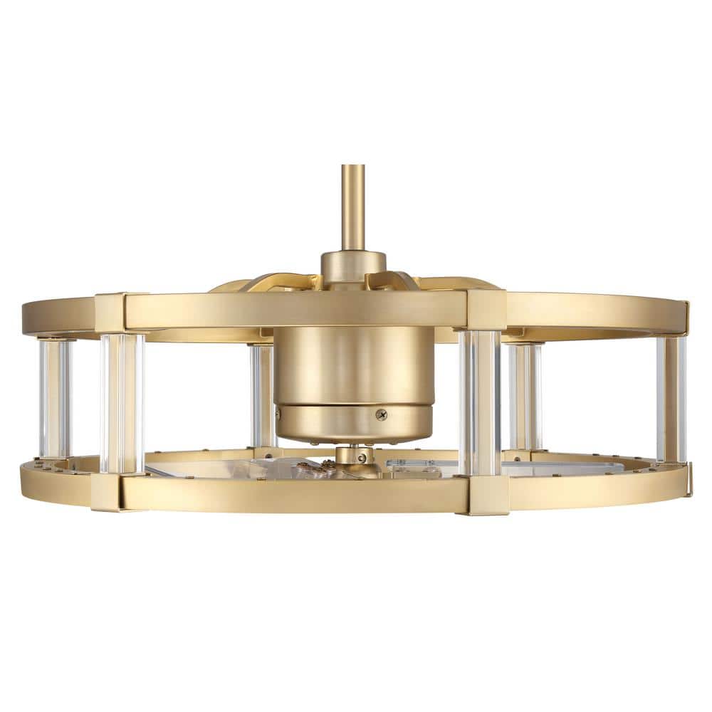 Alexis 18" Satin Brass Ceiling Fan with Clear Acrylic Blades and LED Light