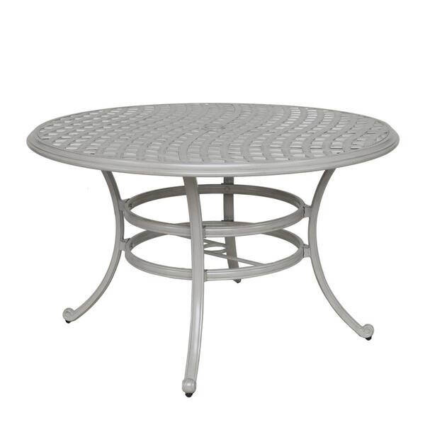 GC GATHERCRAFT Halston Ashen Wheat 49 in. Round Outdoor Dining Table with 2 in. Umbrella Hole