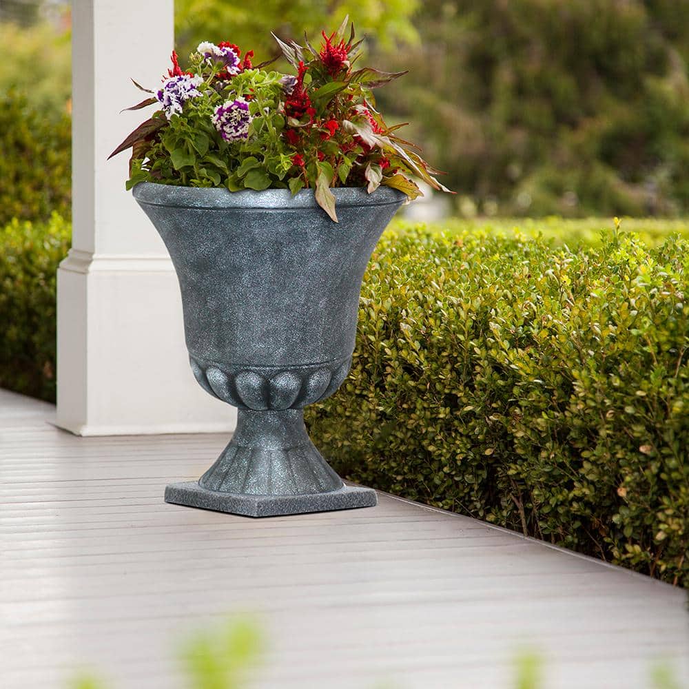 Winston 16 Inch Black Resin Outdoor Urn Planter