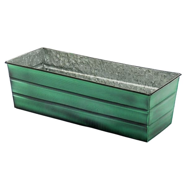 ACHLA DESIGNS Medium Galvanized Steel Flower Box 24 in. W Green