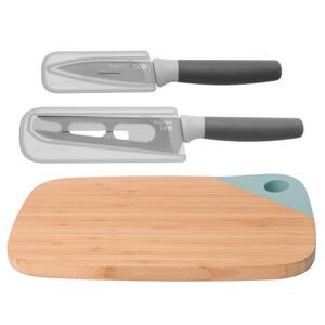 Leo 3-Piece Gray and Green Knife and Cutting Board Set