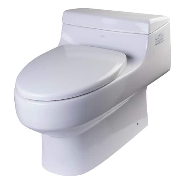 EAGO 1-Piece 1.6 GPF Single Flush Elongated Toilet in White