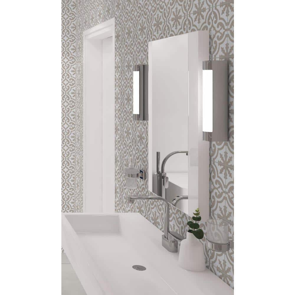 Bliss 8" Brown and White Porcelain Patterned Tile