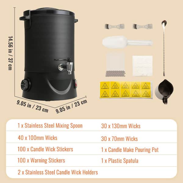 6.5L Electric Wax Melter for Candle Making, Large Easy Pour Pot with 9-Level Temperature Control, Bulk Production