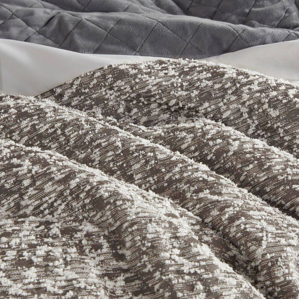 Gray Queen Jacquard Microfiber 7-Piece Comforter Set