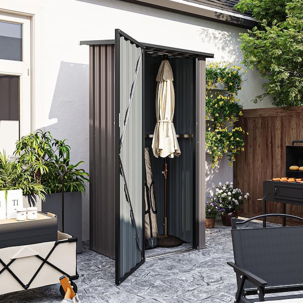 Outdoor 3 ft. W x 2 ft. D Metal Storage Shed with Sloping Roof and Lockable Door, Brown (4 sq. ft. )