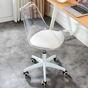 Modern 360 ° Rotating Armless Engineering Task Computer Office Chair with Transparent Back in White