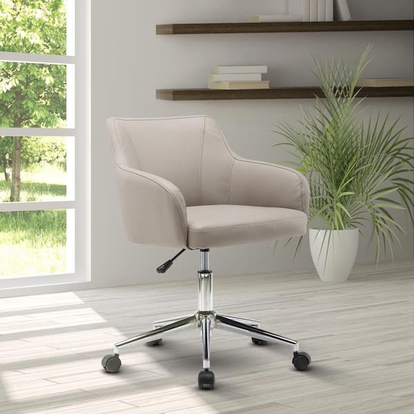 Home Decorators Collection Cosgrove Biscuit Beige Upholstered Office Chair with Arms and Adjustable Wood Base