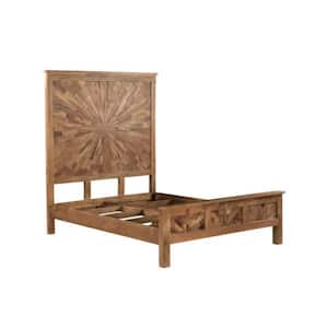 Caroline Brown Wood Frame Queen Panel Bed with Solid Wood