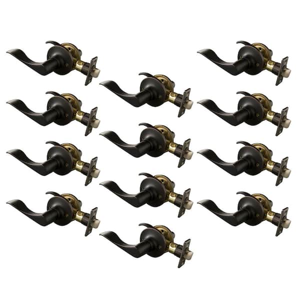 Design House Stratford Oil Rubbed Bronze Passage Hall/Closet Door Lever with Universal 6-Way Latch (12-Pack)