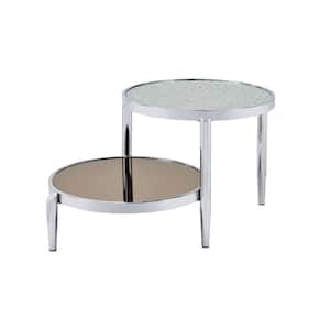 Abbe 37 in. Glass and Chrome Round Glass Coffee Table