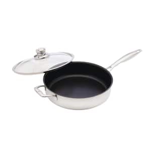 Classic Series 4.2 qt. Cast Aluminum Nonstick Saute Pan in Stainless Steel with Glass Lid